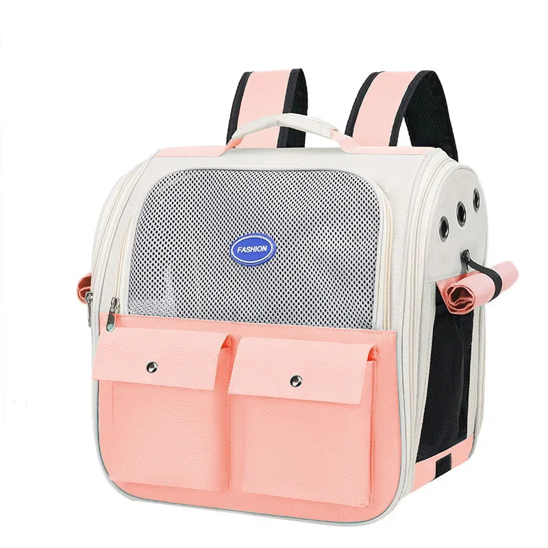 Adjustable Strap Pet Carrying Bag Foldable Cat Backpack for Outdoor Travel Ventilation Large Capacity Cat Carrier Backpack