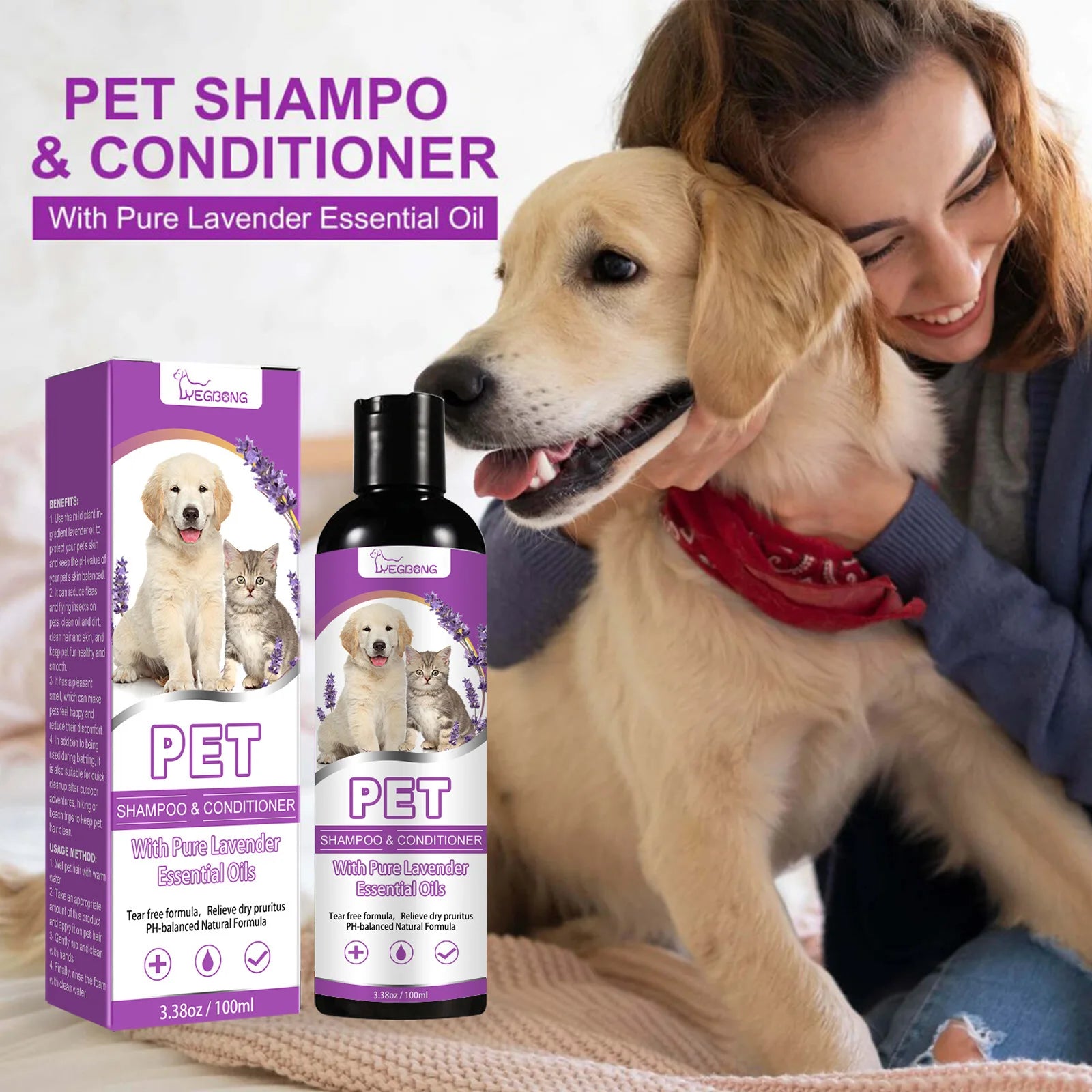 Pet Shampoo Flea Killer Hair Softening Relieve Itching Ph Balanced Cleaning Moisturizing Smooth Dog Shampoo for Sensitive Skin