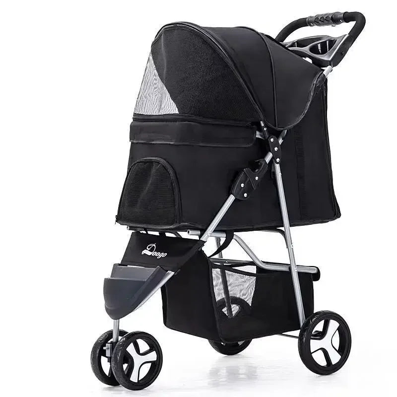 Lightweight Folding Pet Trolley Cat, Dog and Cart Three-wheeled Pet Cart Go Out Cart Supplies Dog Stroller