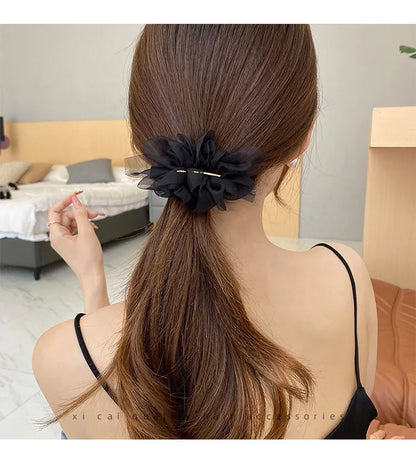 Fashionable Feminine Chiffon Hairpins Super Fairy Girls High Ponytail Spring Clips Spring Summer Duckbill Clips Hair Accessories