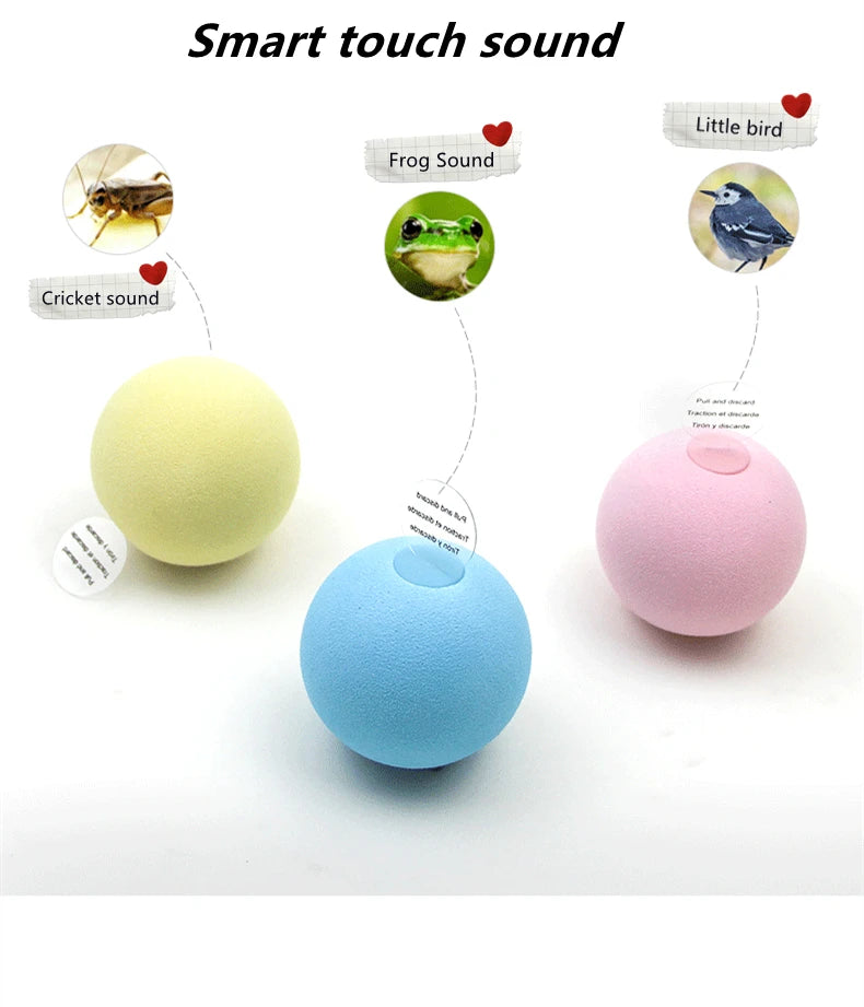 Smart Cat Toys Interactive Ball Plush Electric Catnip Training Toy Kitten Touch Sounding Pet Product Squeak Toy Ball Cat Supplie