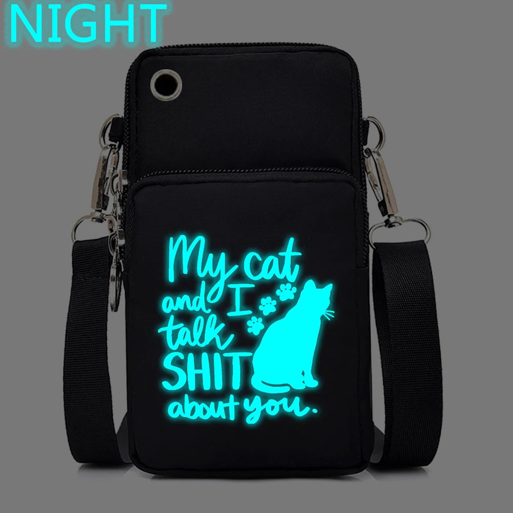 Women Luminous Messenger Bag Animal Lovers Hanging Neck Purse