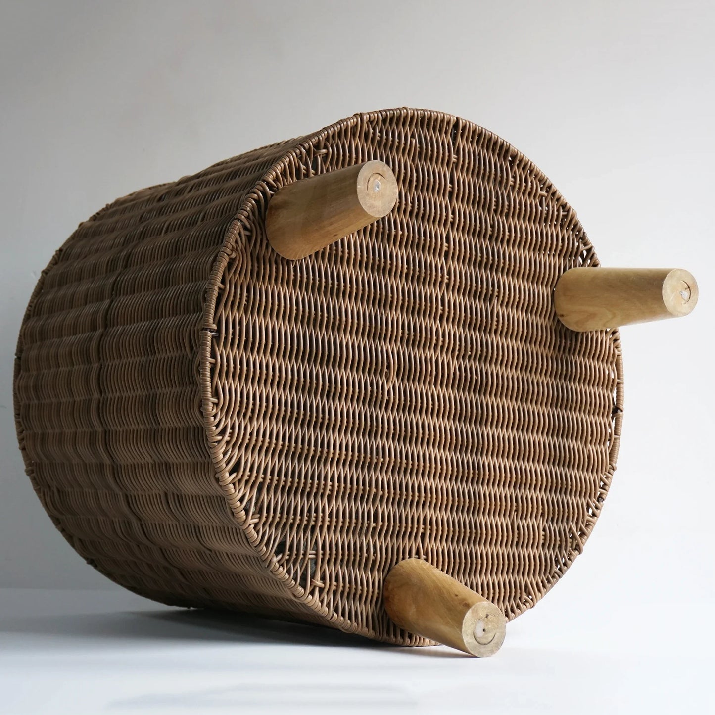 Brown Rattan Cat Cave Bed with Legs, Handwoven Pet Table