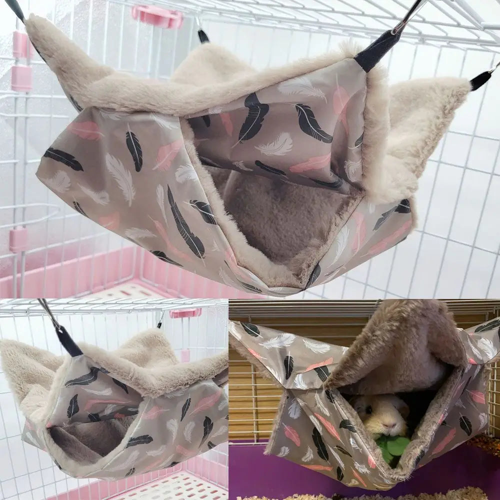 Hamster Warm Plush Hammock Small Animal Double-layer Thicken Sleeping Bag Nest Pets Rat Squirrel Hanging Cage House