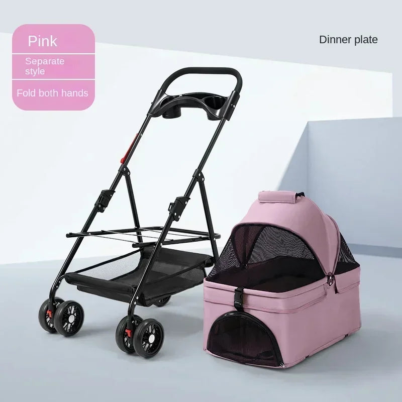 Pet Cart, Dog, Cat, Teddy Baby Stroller, Small Pet Cart, Lightweight and Foldable for Outdoor Travel