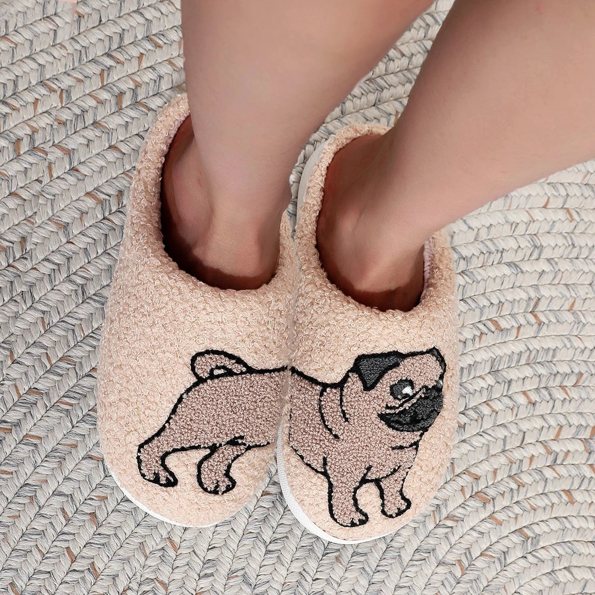 Cow Cat Pet Pattern Embroidery stuffed Home Platform Cozy Wool Cotton Slippers Cute Warm Non-slip Indoor Slippers Pet Mom Gift Catman Men Women Can Wear