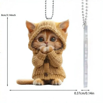 1pc Cat Pendant Christmas Tree Ornament With Lanyard Easy To Hang Car Acrylic Hanging Pendant Xmas Tree Decoration 아크릴 고양이 장신구