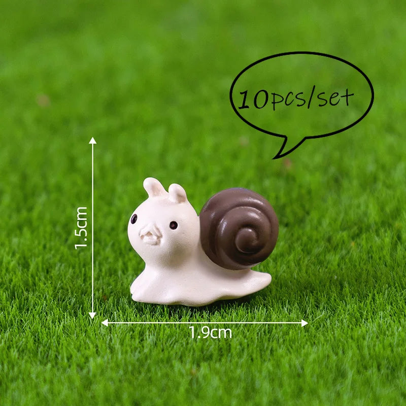 10PCS Dog Squirrel Fox Rabbit Sheep Duck Pig Cat Horse Frog Turtle Snake Koala Figurine Miniature Fairy Garden Decor Accessories