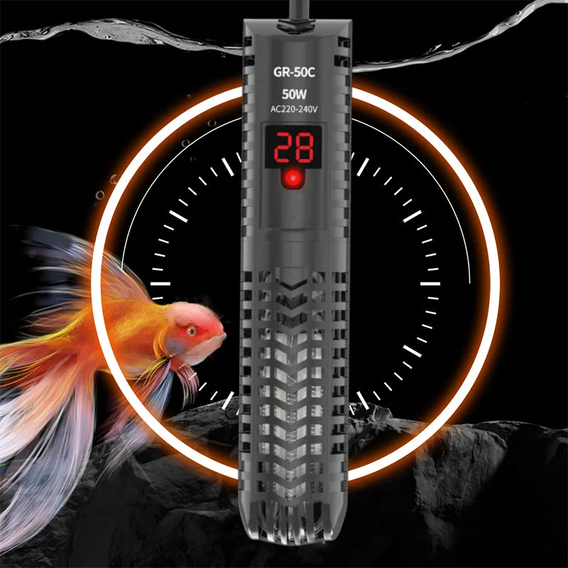 500W Fish Tank Heater Rod Red Parrot Non-explosive Glass Digital Display Aquarium Thermostat Automatic For Heating Water Tanks