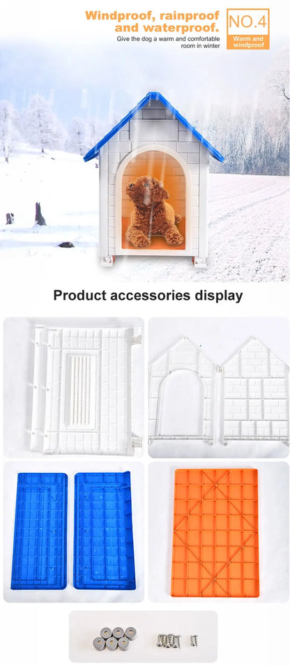 Luxury Plastic Outdoor Dog House for Small to Medium Pets