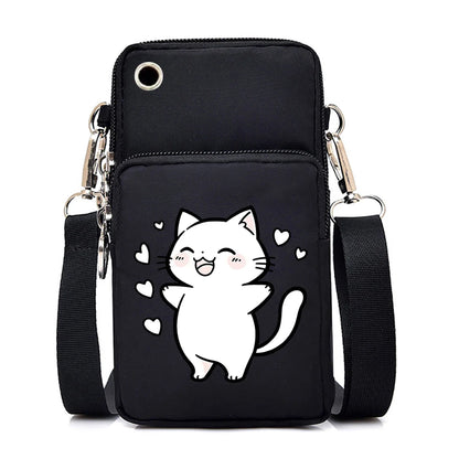 2024 Zipper Small Crossbody Bags Cartoon Anime Cat Women's Shoulder Purses and Handbags Girls Fashion Animal Mobile Phone Bag