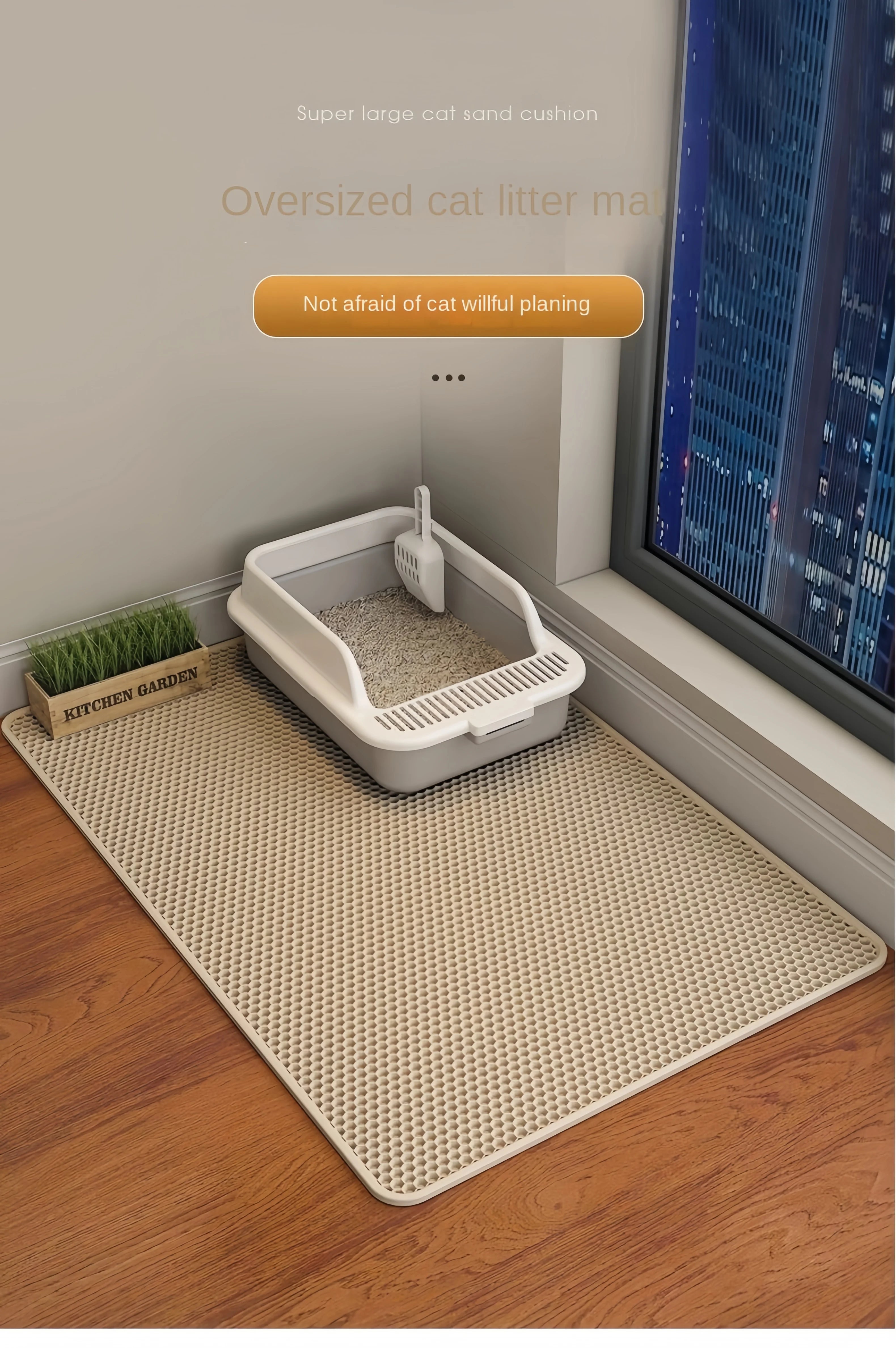 90X60CM Cat Litter Mat Waterproof Double Layer Pet Litter Box Mat Pet Toilet Cat Mat Nonslip Sand Cat Washable Mat Pet Clean