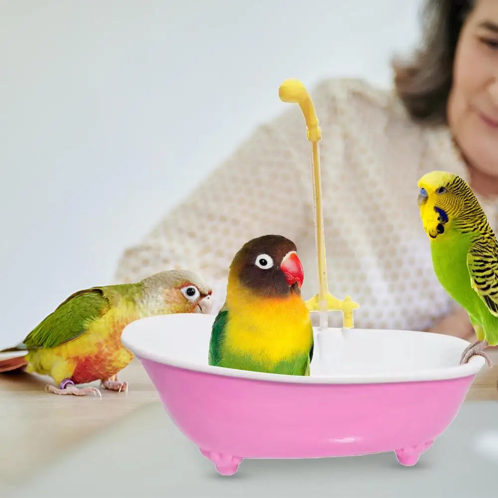 Parrot Automatic IntelligentBath Bird Shower Bathtub Supplies Blue Cute Plastic Cage AccessoriesHousehold Accessory Bird Bath