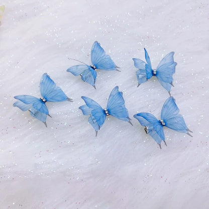 5PCS New Cute Princess Mesh Double-layer Butterfly Lovely Girls Hairpins Children Headwear Hairgrip Hair Clips Hair Accessories