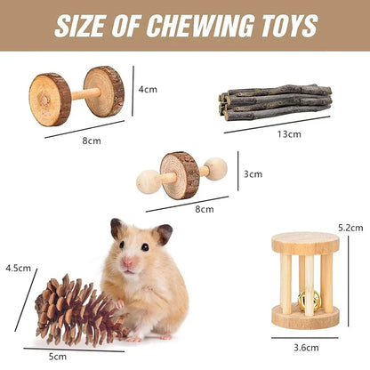 Combination Hamsters Rabbit Rat Toys Hamster Toys Set Pet Rabbit Guinea Pig Parrot Play Molar Wooden Supplies