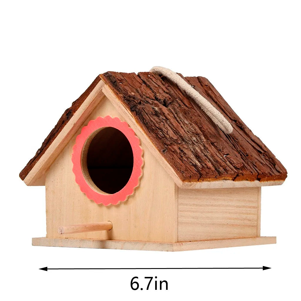 2024 New Large Bird House Wood Wooden Hanging Standing Birdhouse Outdoor Garden Decor