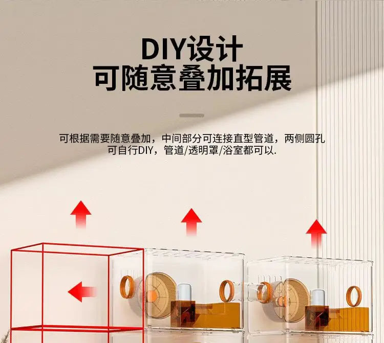 Hamster cage Luxury Grand Villa Transparent acrylic Gold silk Bear Dutch Pig two layer multi-layer combination hamster supplies