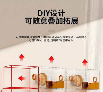Hamster cage Luxury Grand Villa Transparent acrylic Gold silk Bear Dutch Pig two layer multi-layer combination hamster supplies