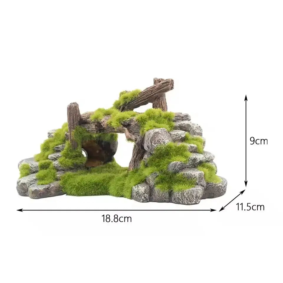 Aquarium Rockery Aquatic Caves Multifunctional Landscape Bridge Ornament Fish Tank Decoration for Table Desktop Decorative