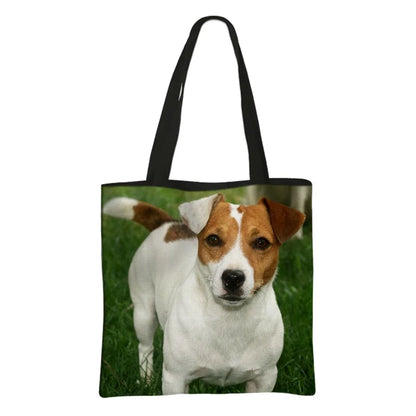 Jack Russell Terrier Women Tote Bag Labrador Print Pets Dog Student Casual Daily Use Single Handbags Portable Shoulder Bag Gift