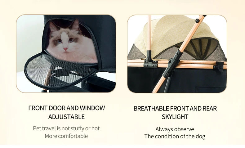 4 in 1 Pet Stroller, Folding Light weight Cat &Dog Stroller with Detachable Carrier, 180° Reversible Canopy, All Terrain 4-Wheel