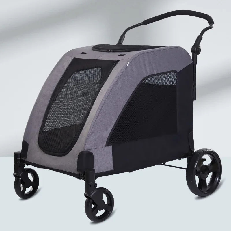 Luxury 4 Wheels Large Medium Dog Pet Cart Outdoor Travel Trolley Foldable Pet Stroller Carrier for Large Dogs