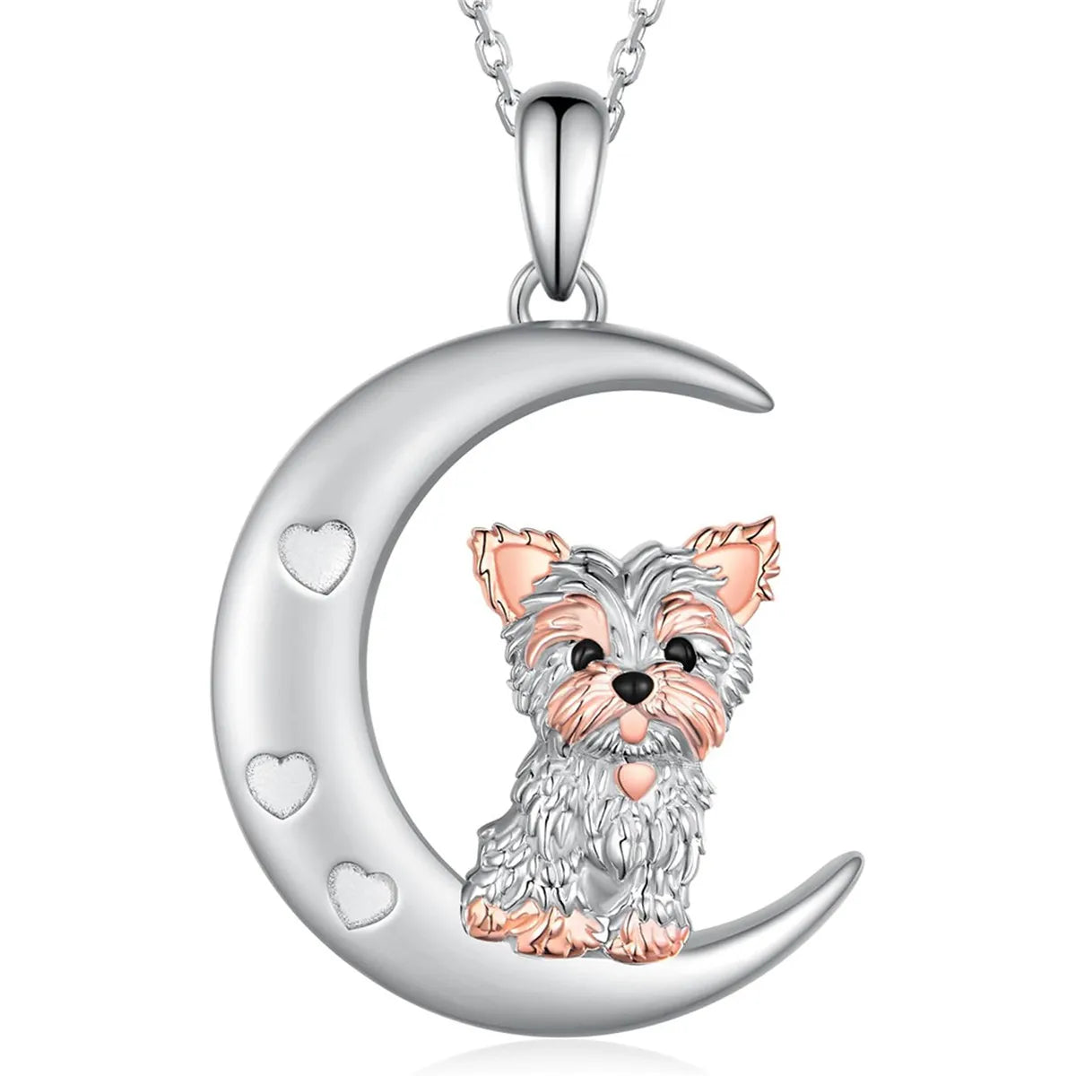 Creative Cute Two-Color Yorkshire Pendant Necklace for Women Pet Puppy Jewelry Animal Accessories Birthday Gift for Dog Lovers
