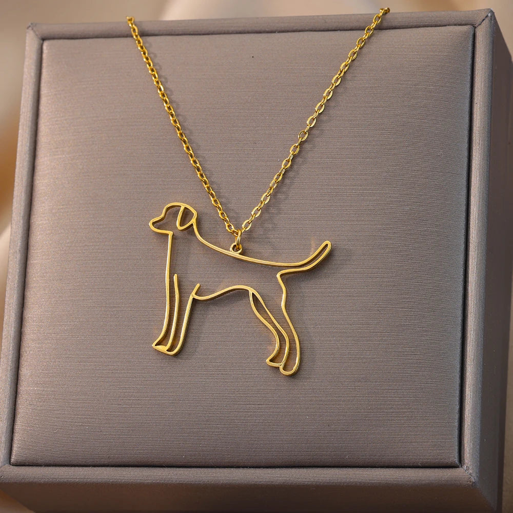 Stainless Steel Dog Necklaces For Women Men Gold Color Pet Animal Pendant Necklace Jewelry Male Female Fashion Neck Chain Gift