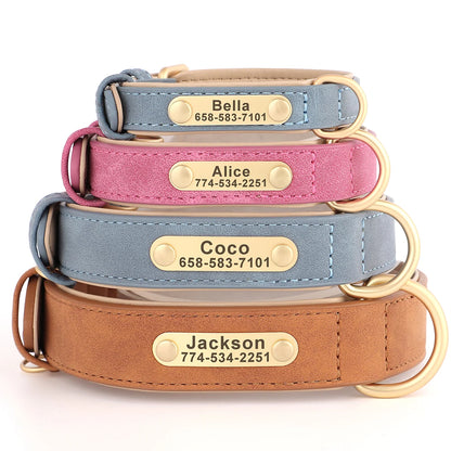 Personalized Dog Collar Custom PU Leather Dog Collars Free Engraved Nameplate Tags For Small Medium Large Dogs Pitbull Labrador - Pets Home Supplies
