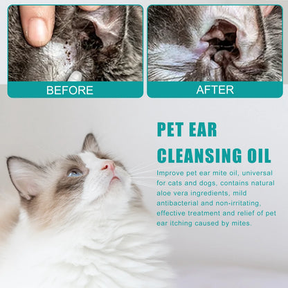 Pet Ear Cleaner Puppy Ears Mite Removal Dog Cat Clean Earwax Deodorant Infection Control Prevent Itching Soothing Dog Ear Drops