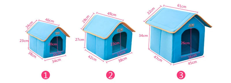 Foldable Winter Dog House Bed – Soft Leopard Print Pet Kennel