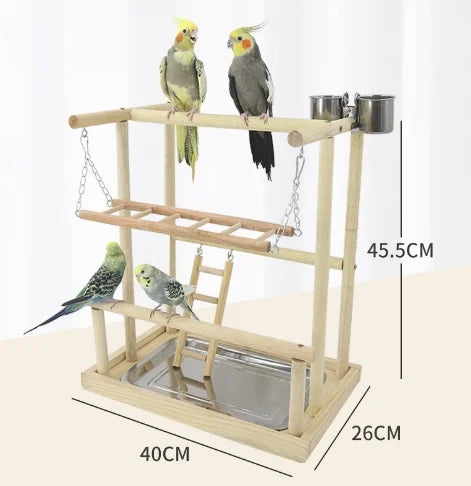 Solid wood parrot stand, bird training stand, toy supplies, desktop training stand, parrot interactive amusement park