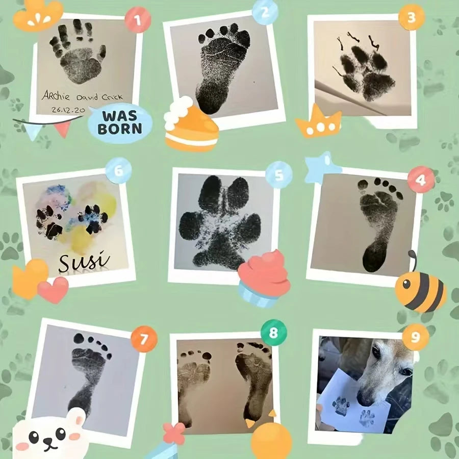 Baby Handprint Footprints Ink Pads Safe Non-toxic No-Touch Skin Inkless Inkpad Kits Pet Cat Dog Paw Prints Souvenirs Gifts