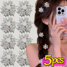 Petshomesupplies /5pcs Snowflake Rhinestone Hair Clips Crystal Hairpin for Women Barrette Wedding Bridal Christmas Ornaments Hair Accessories
