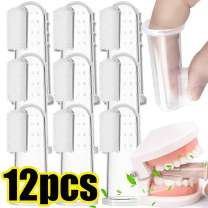 Silicone Soft Pet Finger Cuff Toothbrushes Dog Brush Bad Breath Tartar Teeth Care Tool Cat Cleaning Scrub Silicagel Pet Supplies
