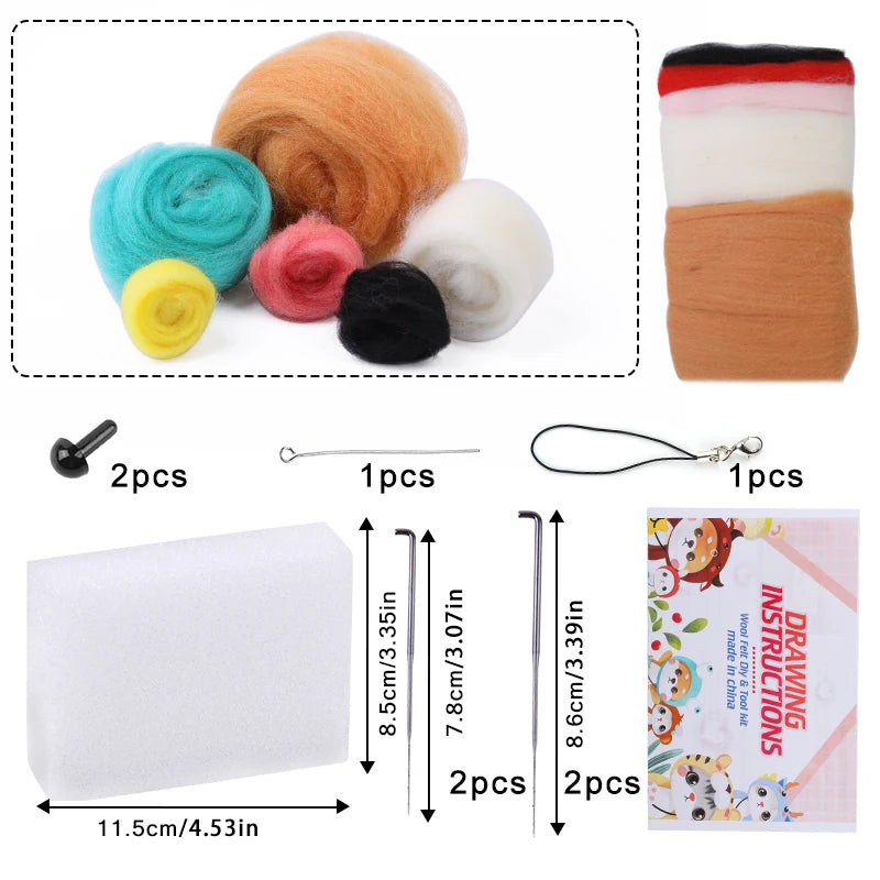 1 Pcs petshomesupplies Wool Felting Package Material Animal Handmade Toy Non-Finished DIY Arts Crafts Needlework Yarn Needle Felting Starter Kit