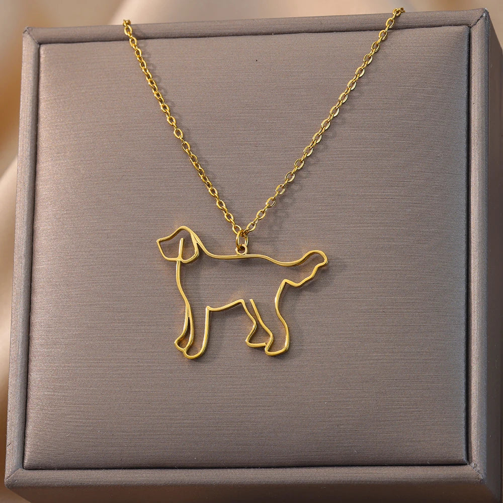 Stainless Steel Dog Necklaces For Women Men Gold Color Pet Animal Pendant Necklace Jewelry Male Female Fashion Neck Chain Gift