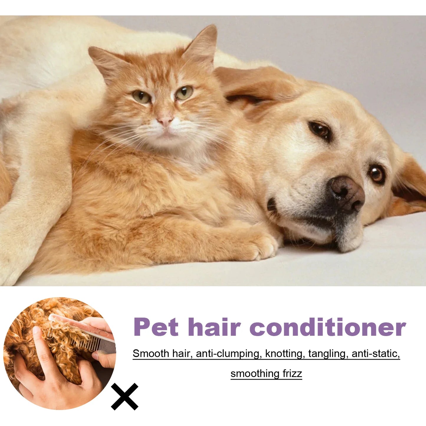 Pet Hair Care Essence Cat Hair Softening Moisturizing Dog Coat Conditioner Itch Relief Deodorizer Anti Flea Dog Hair Care Cream
