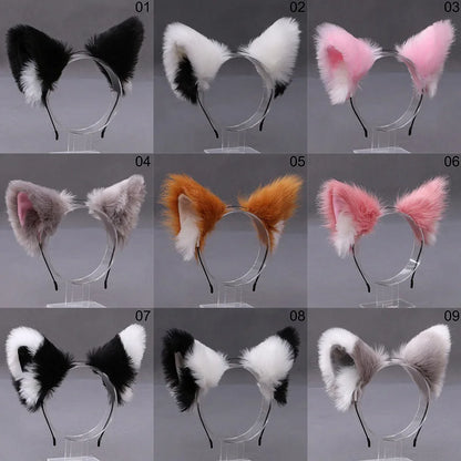 Fox Cat Ear Plush Hair Hoops Cosplay Fluffy Plush Hairband Headband Women Girl Masquerade Party Headwear Hair Accessories