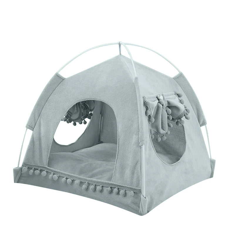 Foldable Cat & Dog Tent Bed – Summer Cave House for Small Pets