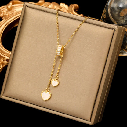 EILIECK 316L Stainless Steel Moon Pearl Zircon Puppy Pendant Necklace For Women Girl New Fashion Neck Chain Jewelry Gift Bijoux