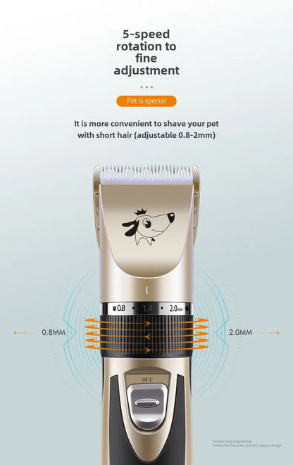 Rechargeable low-noise pet grooming clipper for dogs & cats
