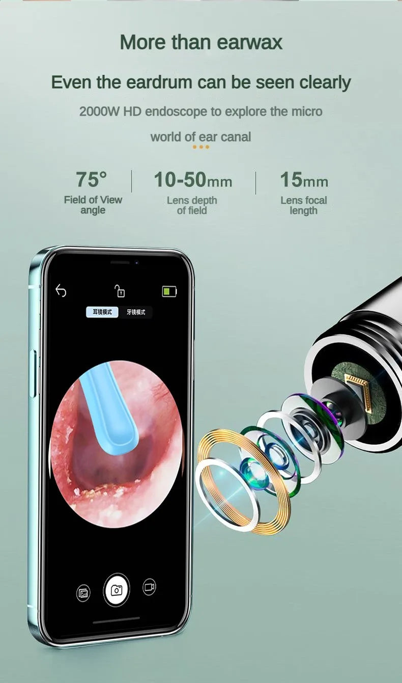 Wireless Visual Silicone Ear Spoon Endoscope Earpick Camera Otoscope Safe Ear Cleaner for Kids & Adults