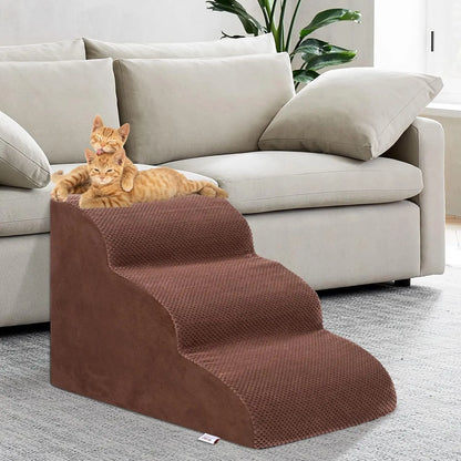 Pet Stairs for Large Dog Cat High Density Soft Foam Small Dog Ramp Ladder Stair Extra Wide Non-Slip Steps for High Bed or Couch