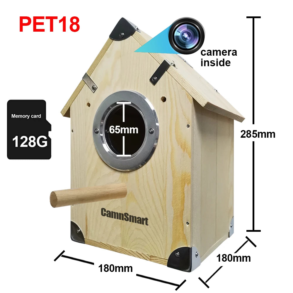 Nest for Birds with Camera Monitor Parrot Cage Pet House 360 Panoramic Secure Protection Cellphone APP Remote View Smart Motion