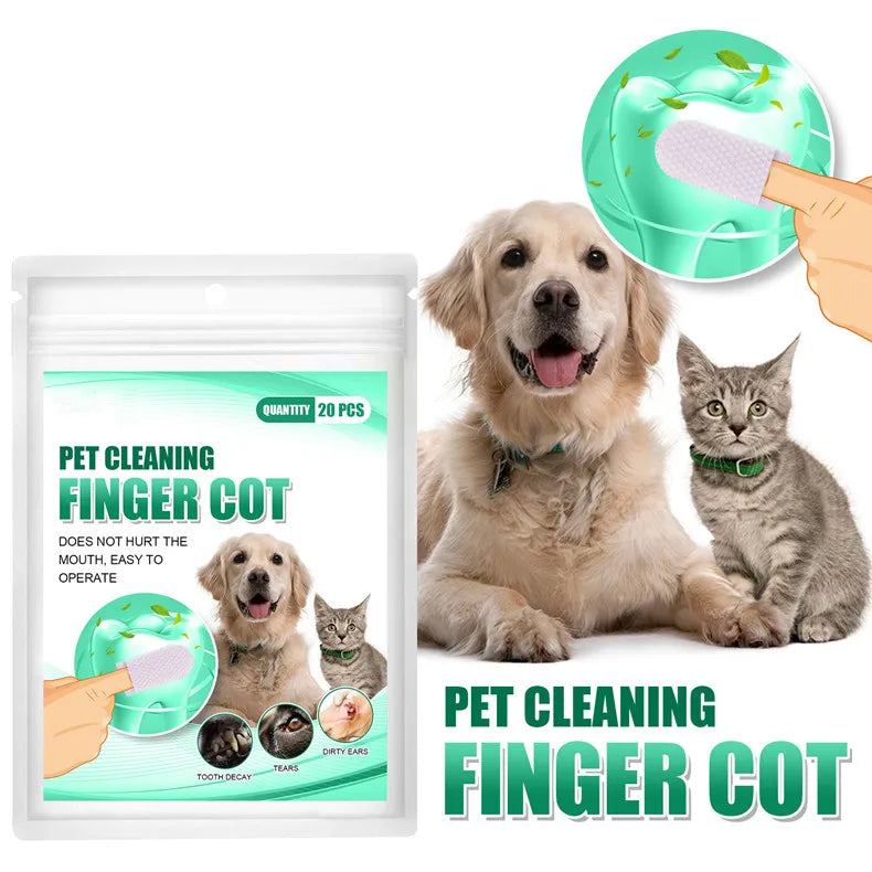 Teeth Cleaning Finger Wipes Disposable Wet Towels Cleaning Teeth Ear Eyes Wipes Pads Tear Stain for Dog Cat Grooming Supplies