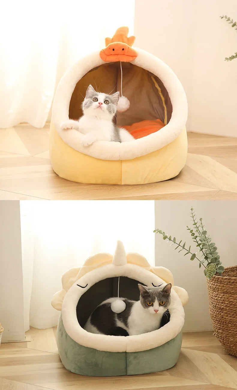 Deep Sleep Cat Bed Cartoon Pet Foldable Removable Washable Pet Sleeping Bed for Small Dog Mat Bag Cave Cats Bed