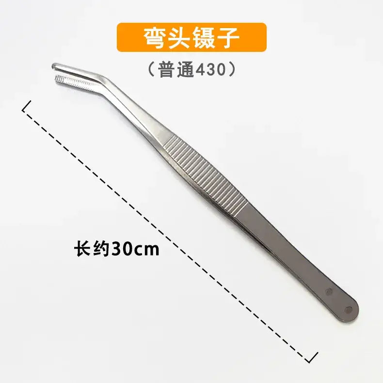 Stainless Multifuctional Steel Elbow Tweezers Aquarium Clip Long Tongs Medical Tweezers Forceps Pet Feeding Tools Non-slip