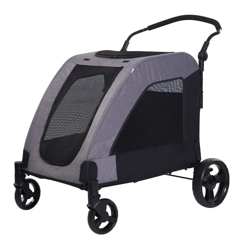 Luxury 4 Wheels Large Medium Dog Pet Cart Outdoor Travel Trolley Foldable Pet Stroller Carrier for Large Dogs