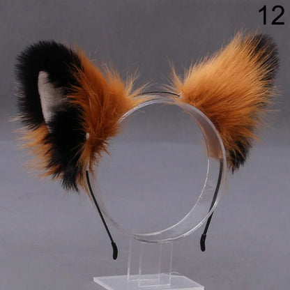 Fox Cat Ear Plush Hair Hoops Cosplay Fluffy Plush Hairband Headband Women Girl Masquerade Party Headwear Hair Accessories